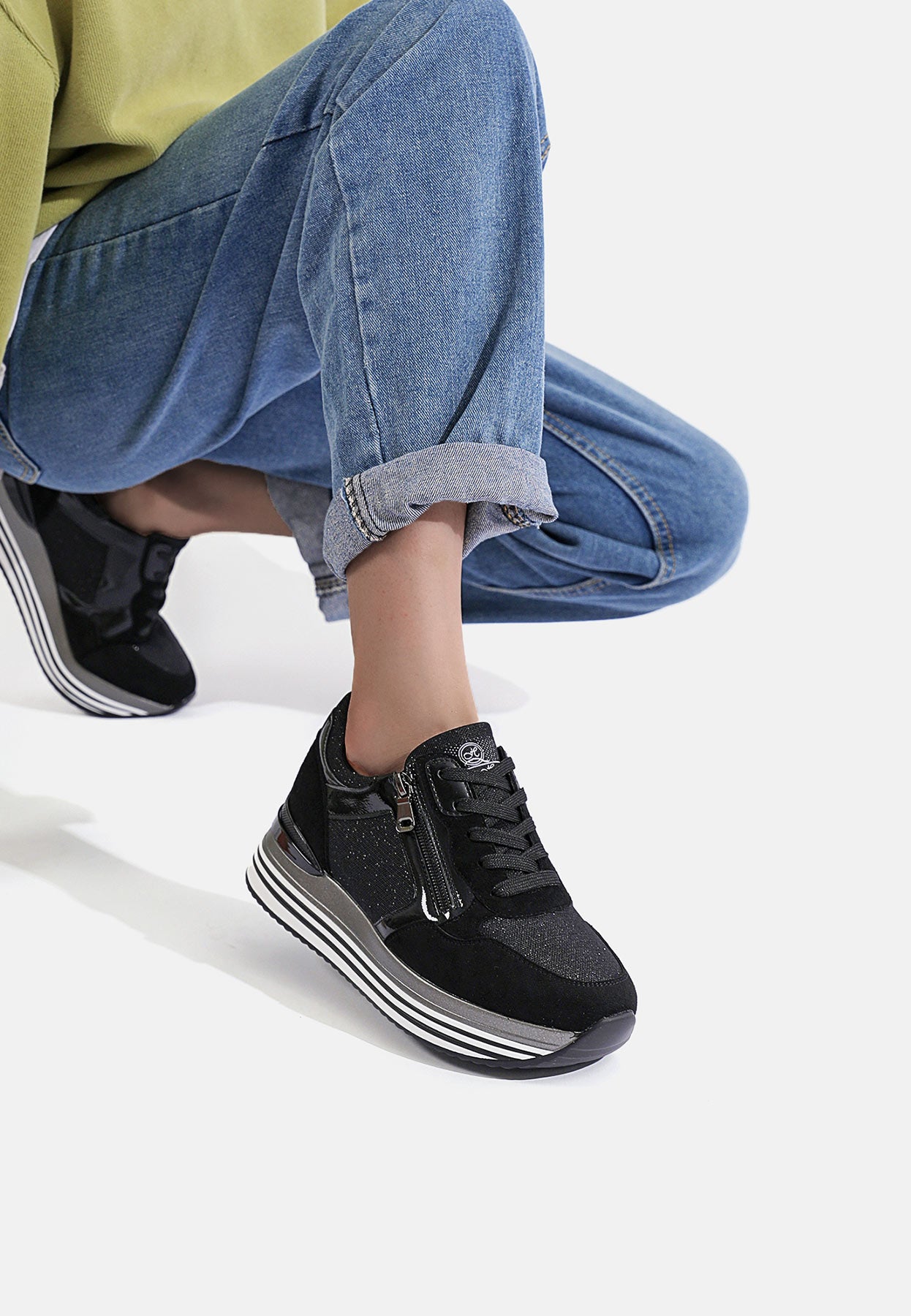 Queen Helena Scarpe Nere Eleganti Con Plateau Tacco Donna QUEEN