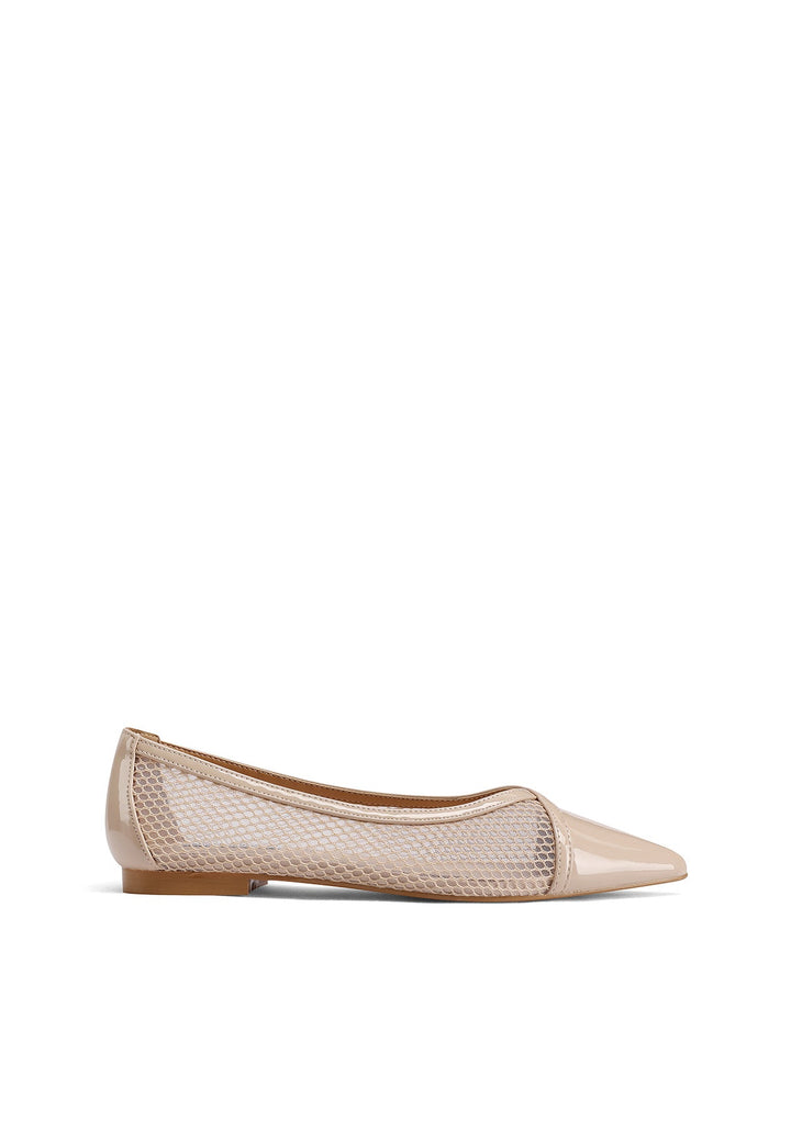 Ballerina traforata con tacco a punta color beige