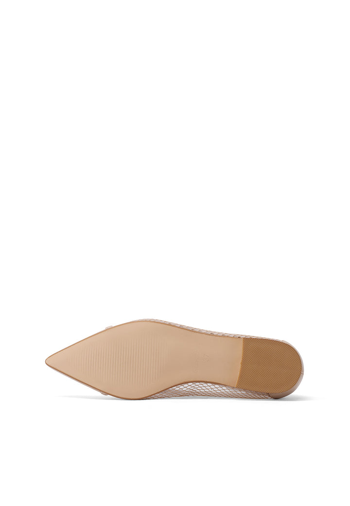 Ballerina traforata con tacco a punta color beige