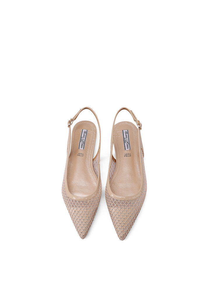 Ballerine slingback con punta affusolata color nude