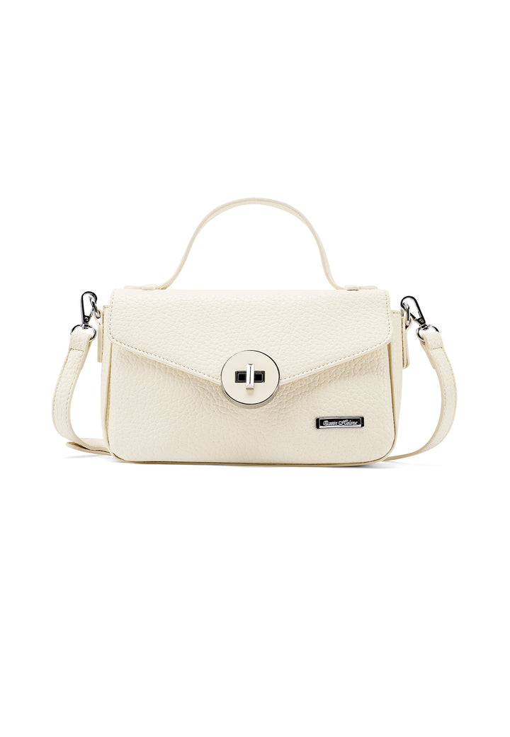 Borsa con chiusura in metallo intrecciato colore beige