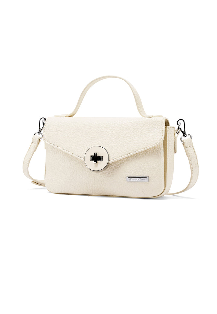 Borsa con chiusura in metallo intrecciato colore beige