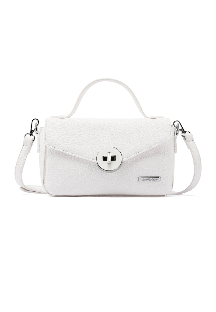 Borsa con chiusura in metallo intrecciato colore bianco