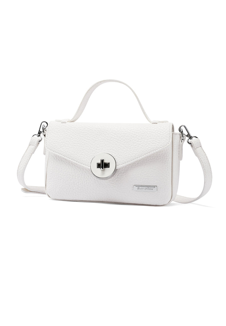 Borsa con chiusura in metallo intrecciato colore bianco