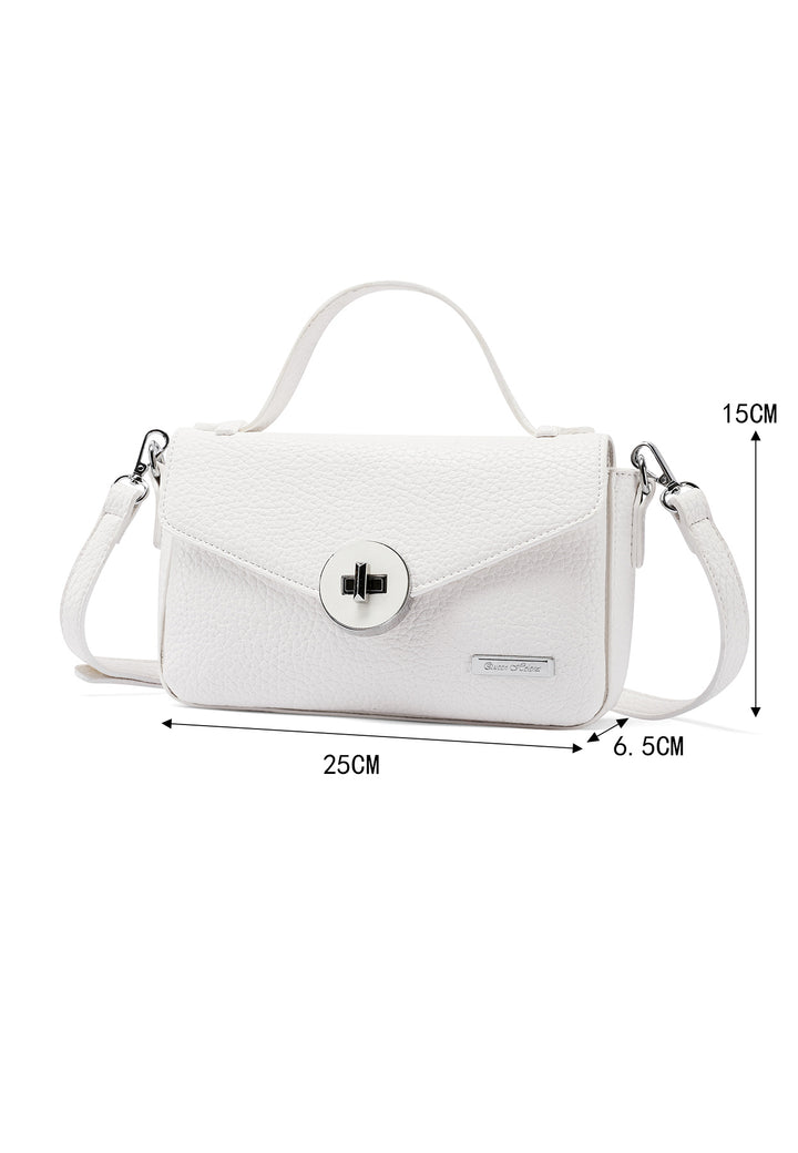 Borsa con chiusura in metallo intrecciato colore bianco