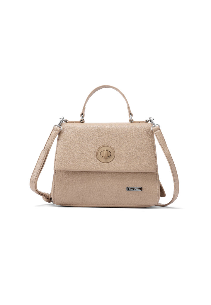 Borsa elegante con chiusura metallica color khaki