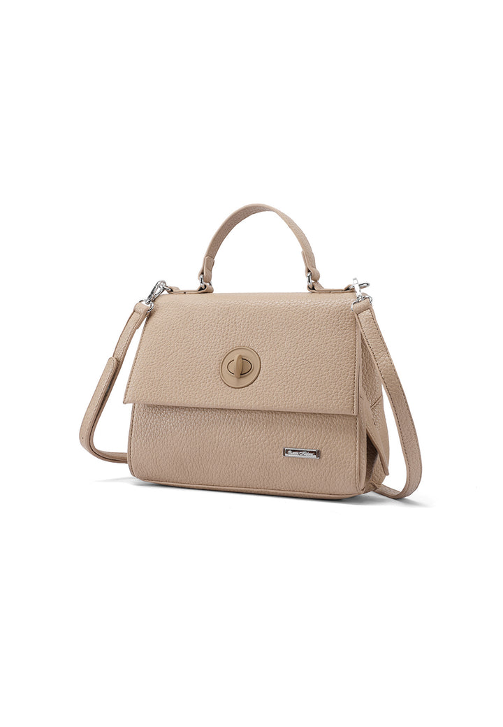 Borsa elegante con chiusura metallica color khaki