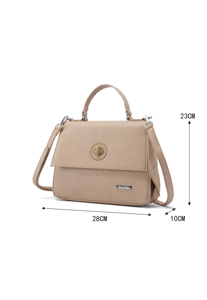 Borsa elegante con chiusura metallica color khaki