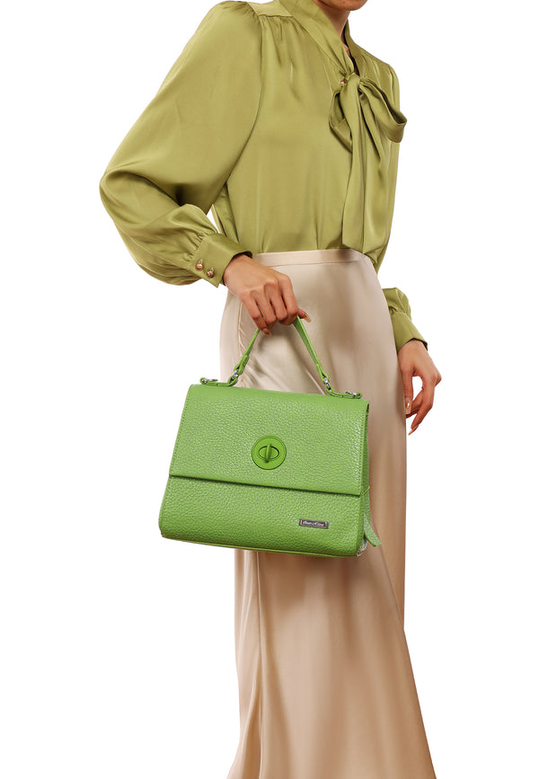 Borsa elegante con chiusura metallica color verde