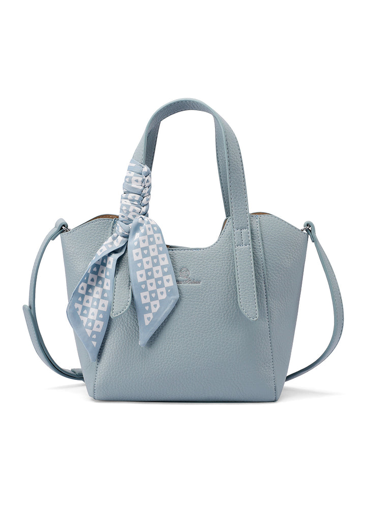 Borsa a manici e tracolla con foulard colore blu