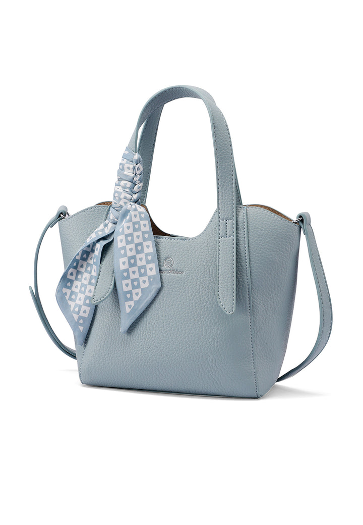 Borsa a manici e tracolla con foulard colore blu