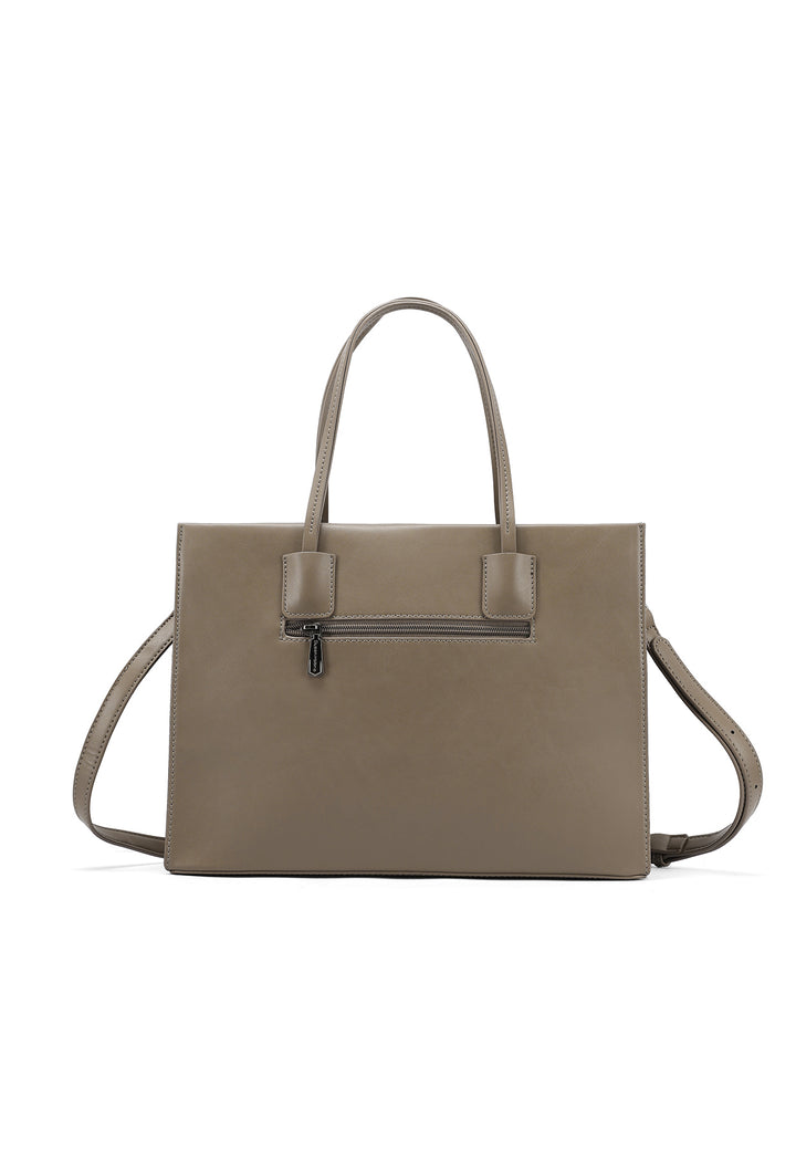 borsa in ecopelle con dettagli metallici sui manici, capiente e chic
