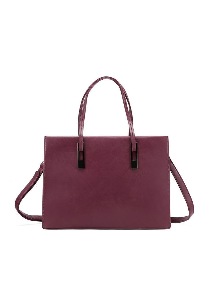 borsa in ecopelle con dettagli metallici sui manici, capiente e chic