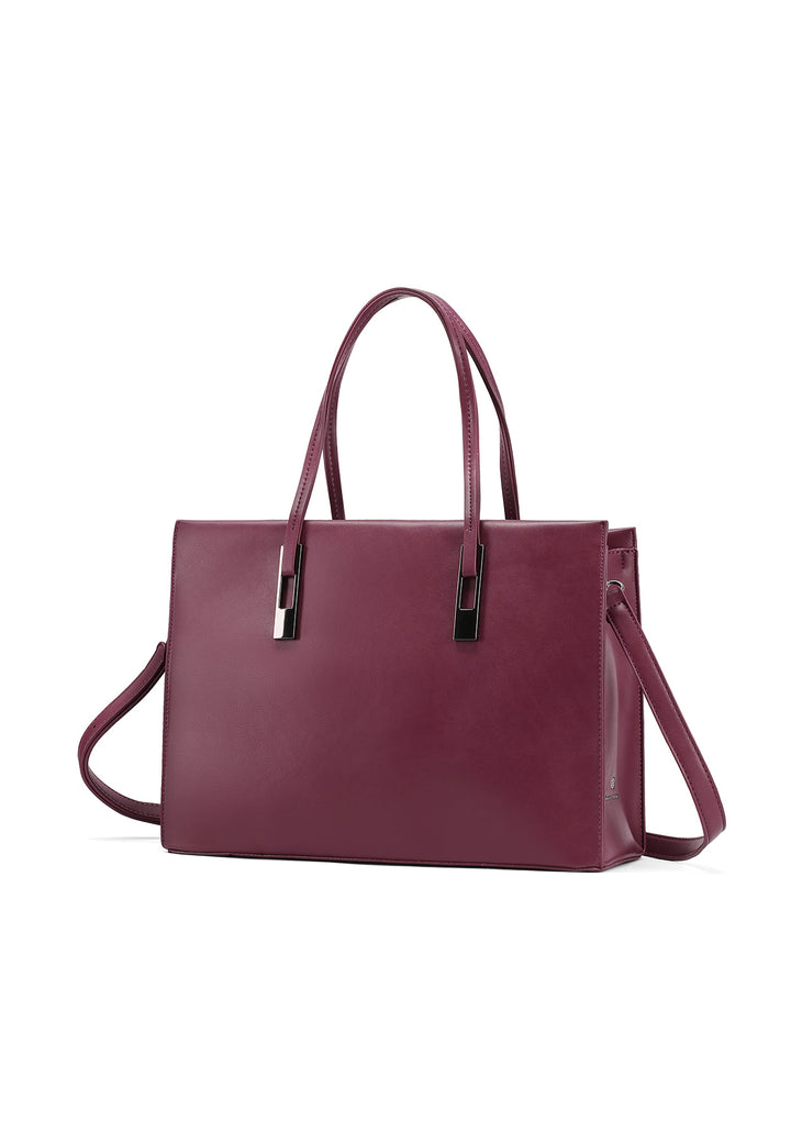 borsa in ecopelle con dettagli metallici sui manici, capiente e chic