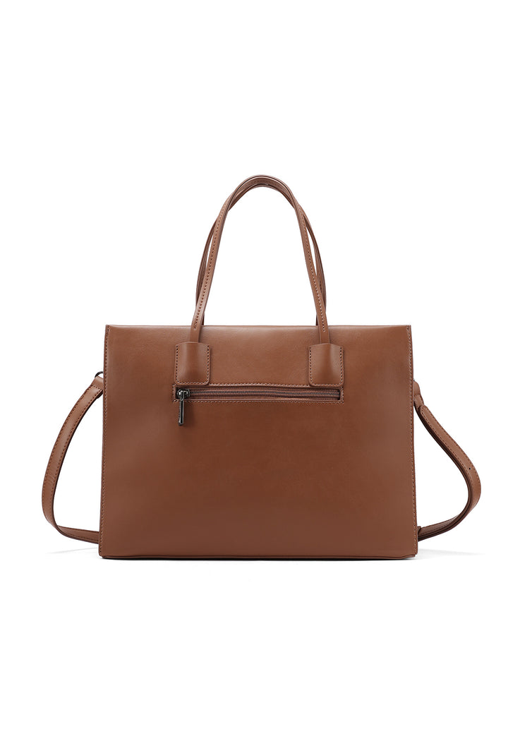 borsa in ecopelle con dettagli metallici sui manici, capiente e chic