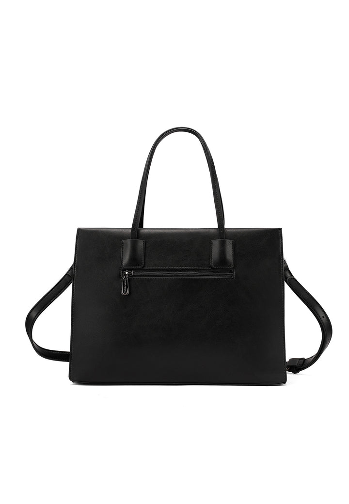 borsa in ecopelle con dettagli metallici sui manici, capiente e chic