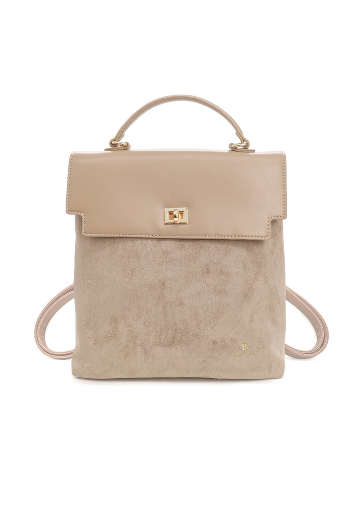 borsa zaino da donna elegante in ecopelle beige LW198