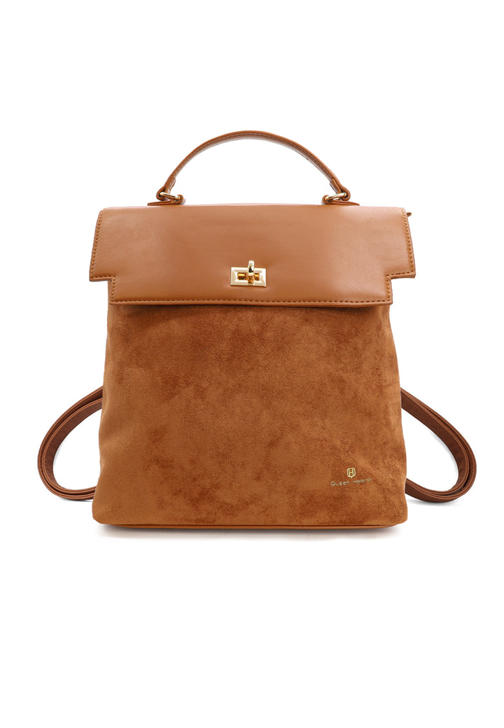 borsa zaino da donna elegante in ecopelle camel LW198