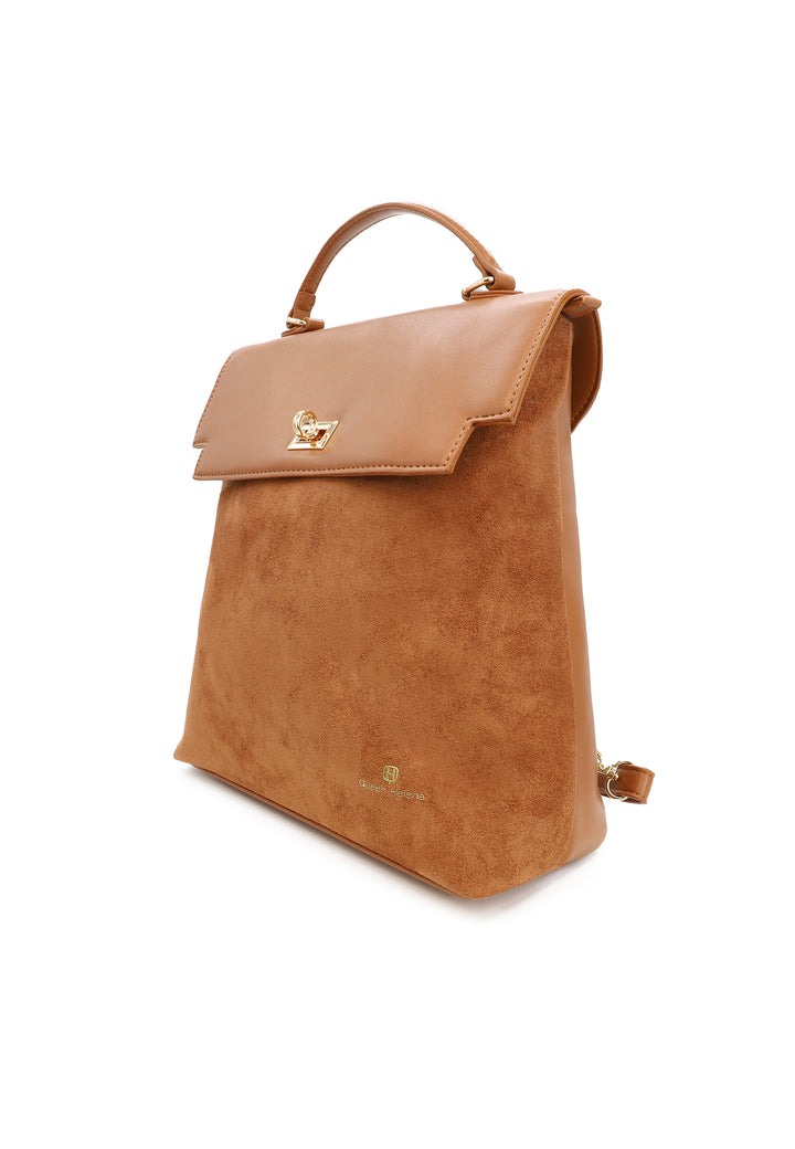 borsa zaino da donna elegante in ecopelle camel LW198