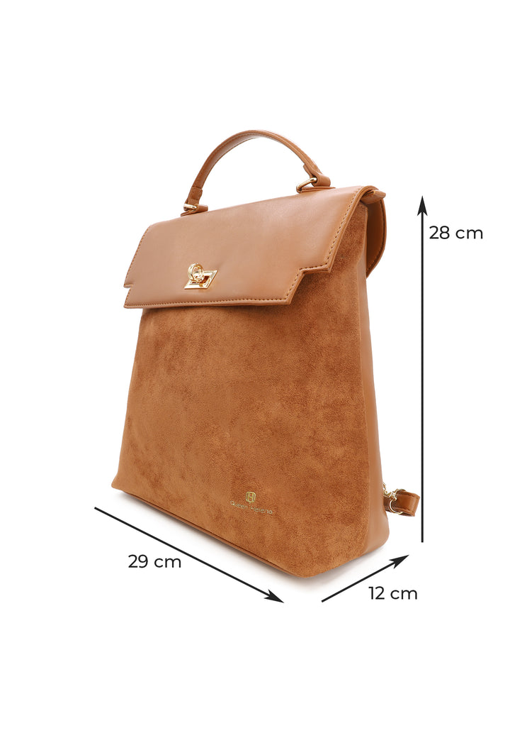 borsa zaino da donna elegante in ecopelle camel LW198