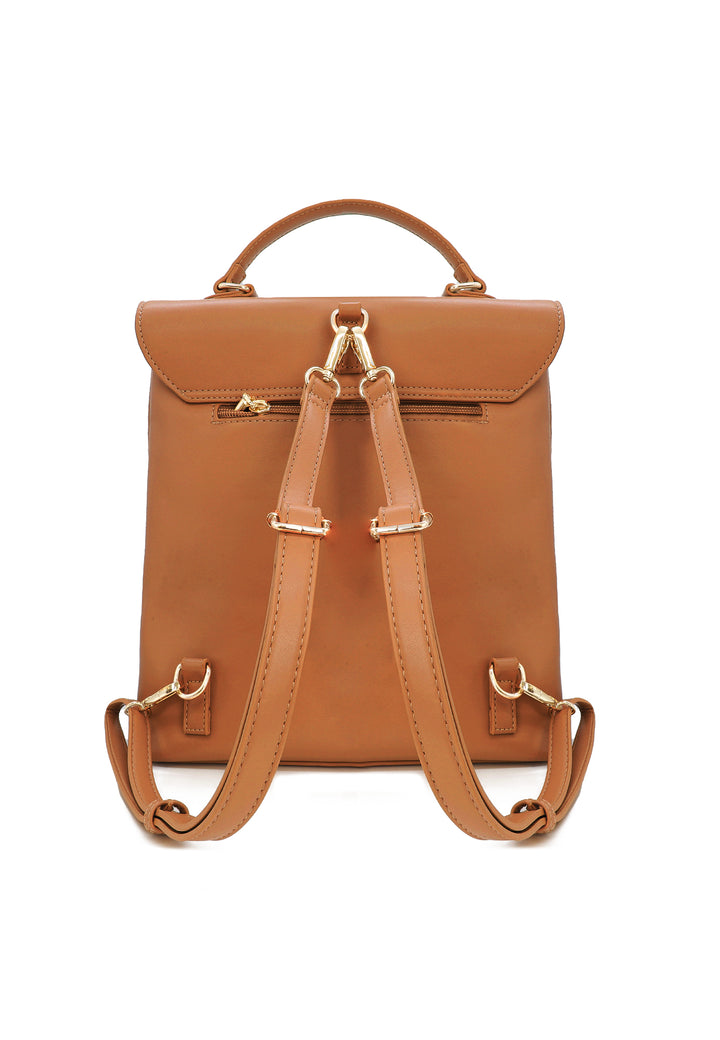 borsa zaino da donna elegante in ecopelle camel LW198