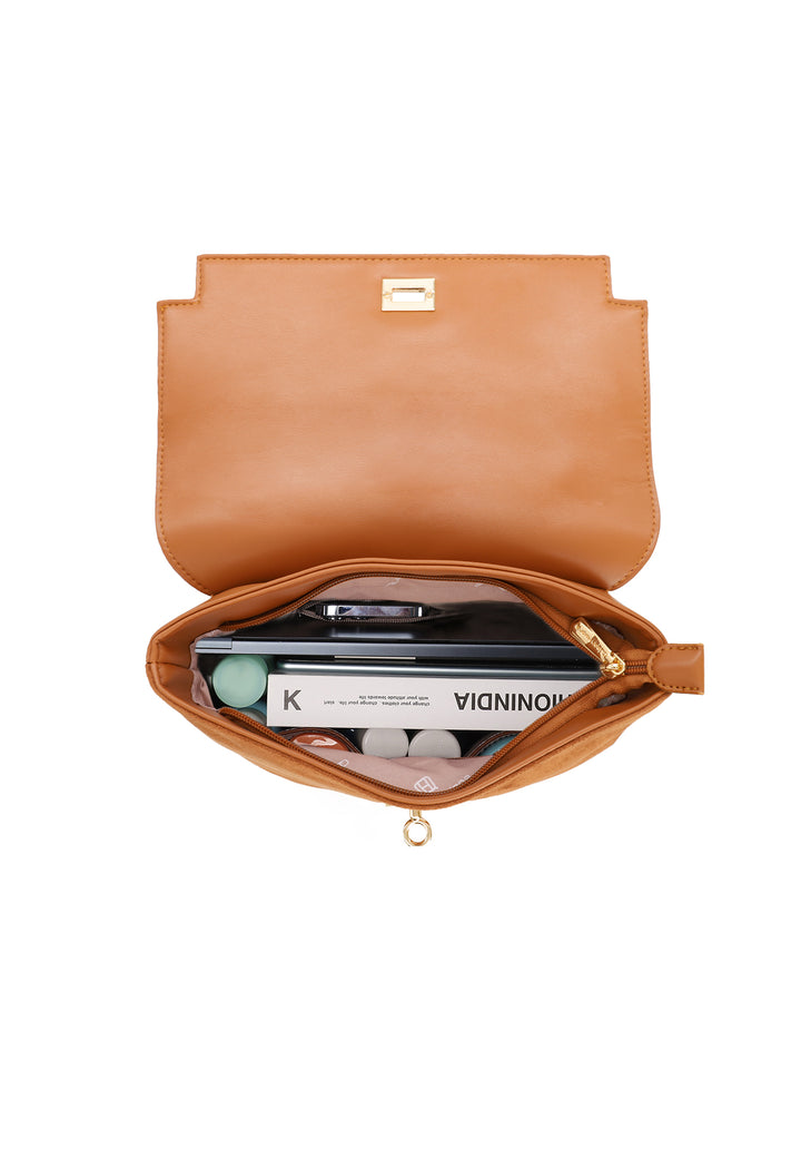 borsa zaino da donna elegante in ecopelle camel LW198