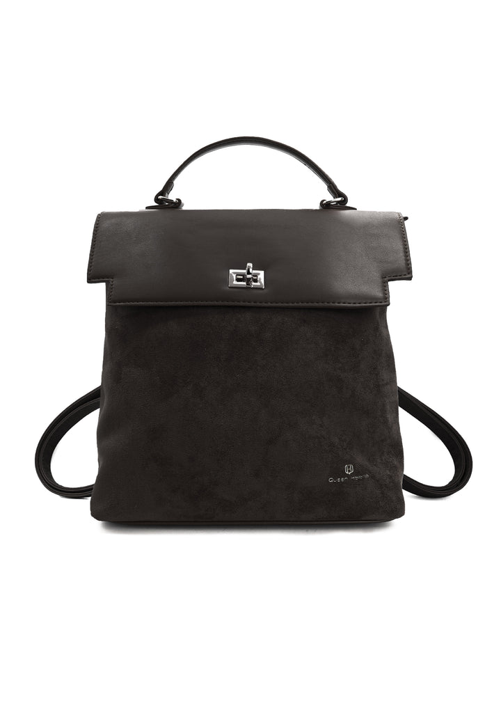 borsa zaino da donna elegante in ecopelle nera LW198