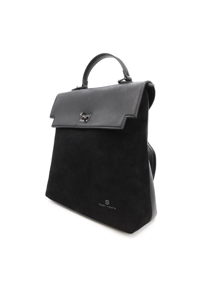 borsa zaino da donna elegante in ecopelle nera LW198