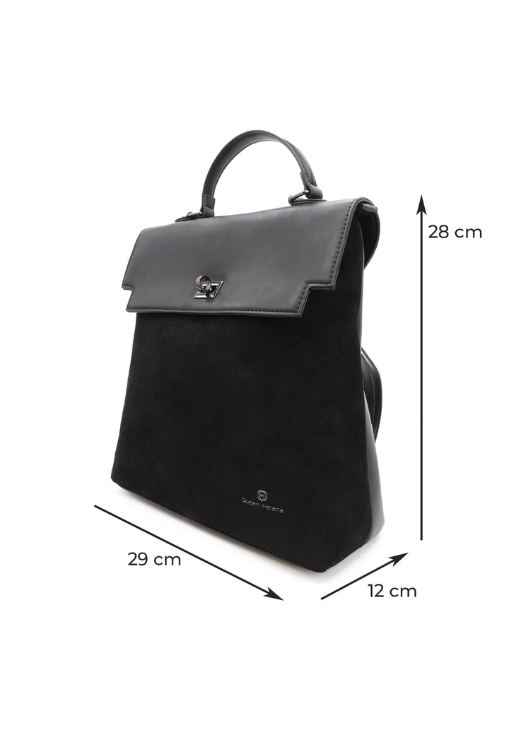 borsa zaino da donna elegante in ecopelle nera LW198