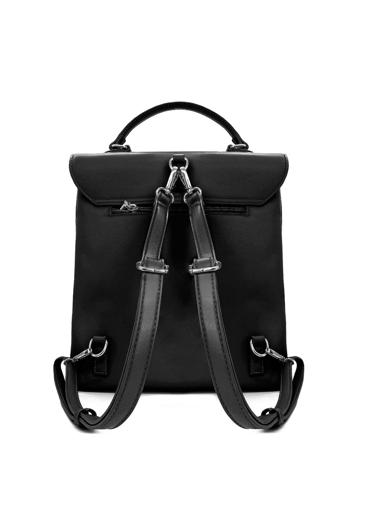 borsa zaino da donna elegante in ecopelle nera LW198
