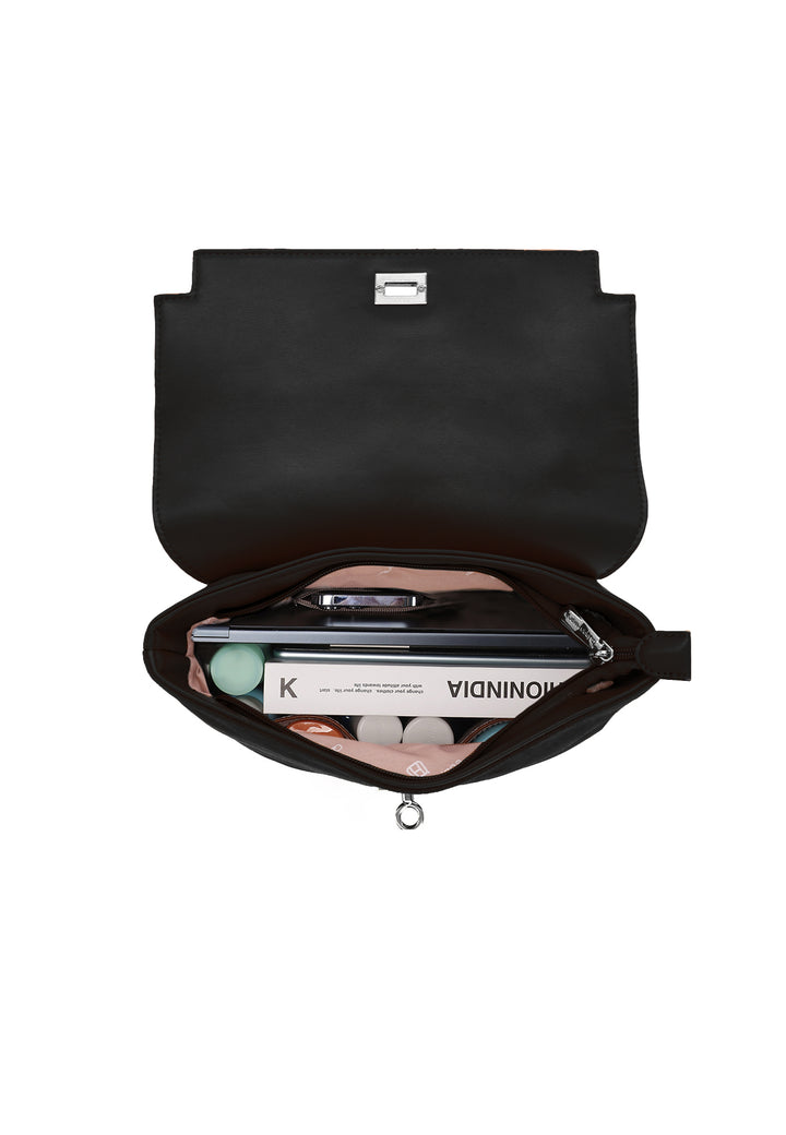 borsa zaino da donna elegante in ecopelle nera LW198