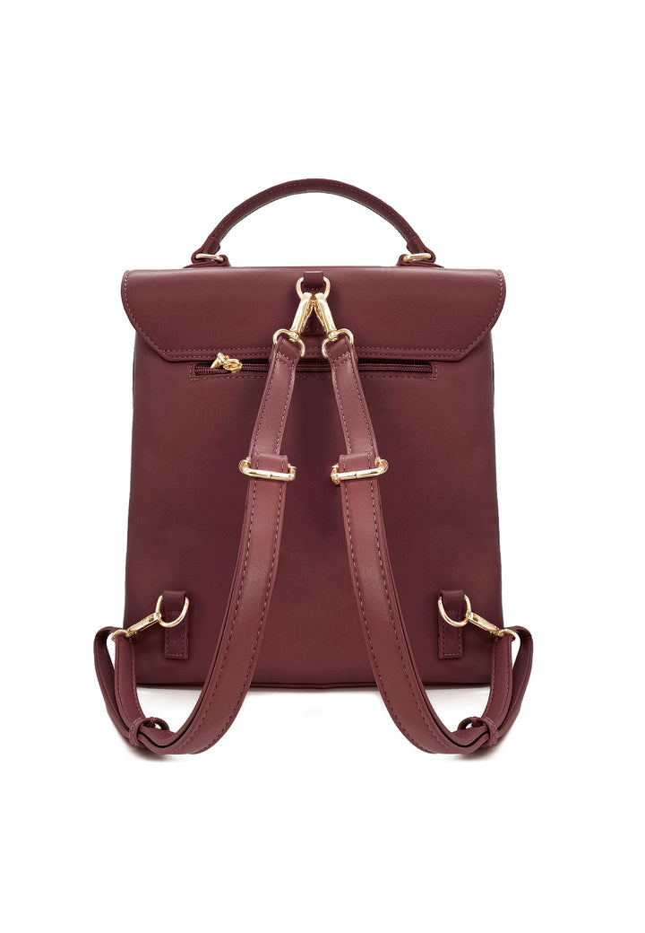 borsa zaino da donna elegante in ecopelle rosso LW198