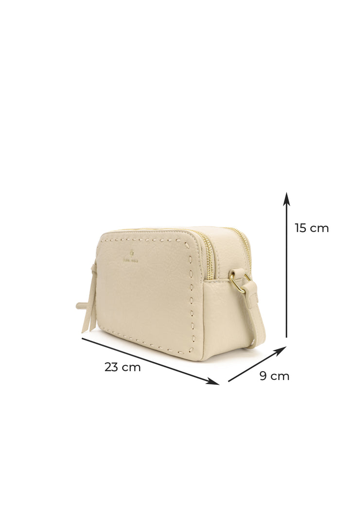 borsetta a tracolla con doppia cerniera e tracolla regolabile beige LW201