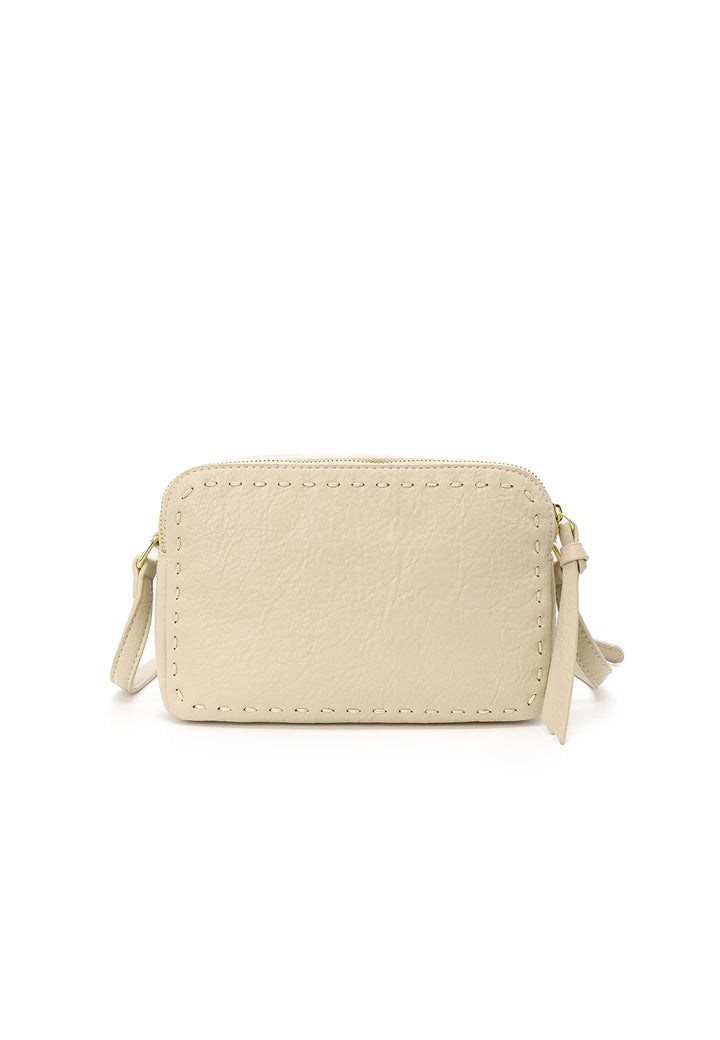 borsetta a tracolla con doppia cerniera e tracolla regolabile beige LW201