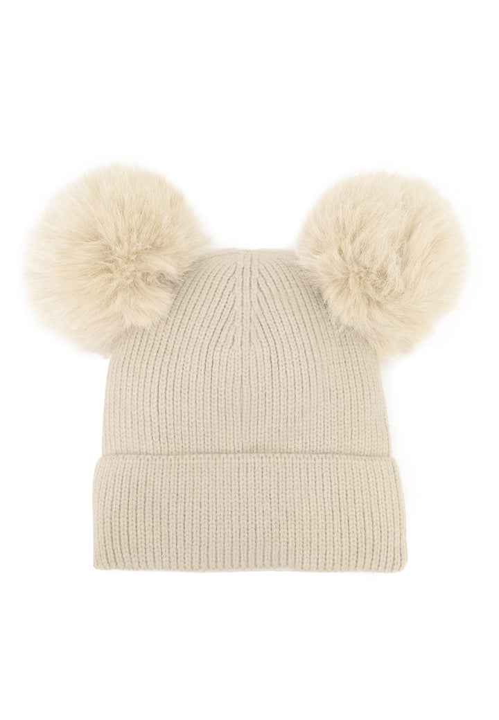 Cappello invernale donna con pon pon di colore beige