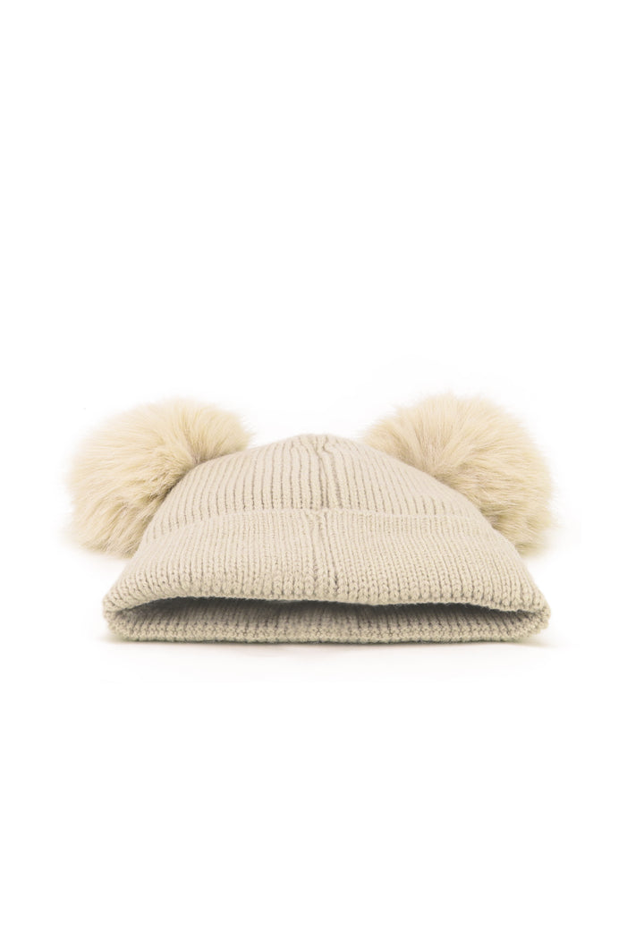 Cappello invernale donna con pon pon di colore beige