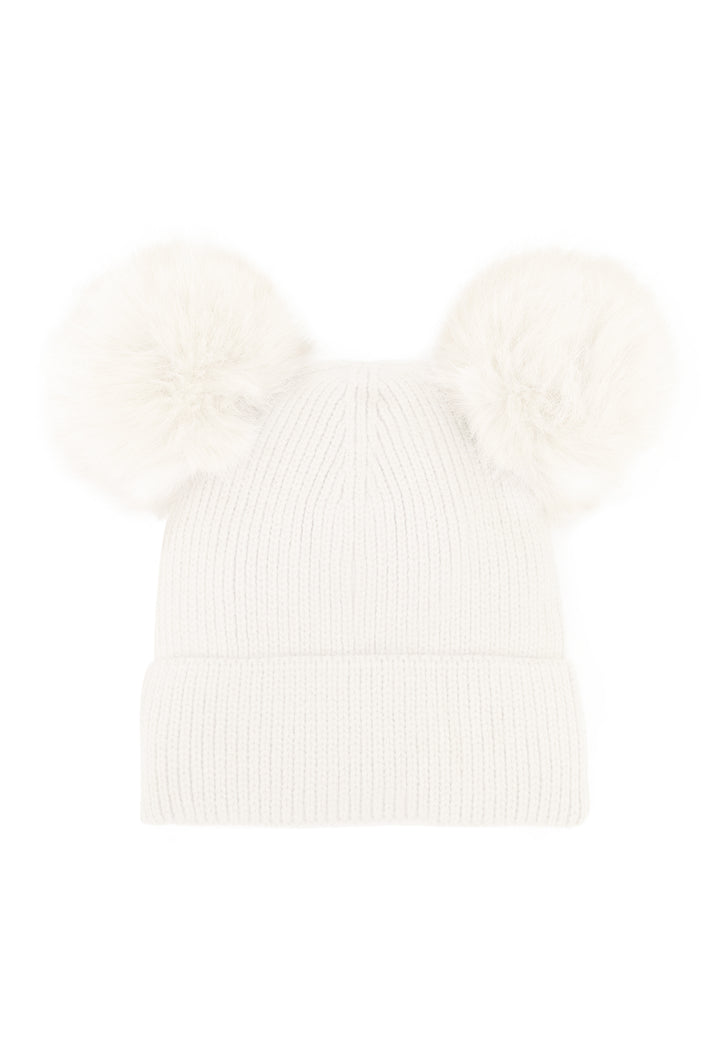 Cappello invernale donna con pon pon di colore bianco