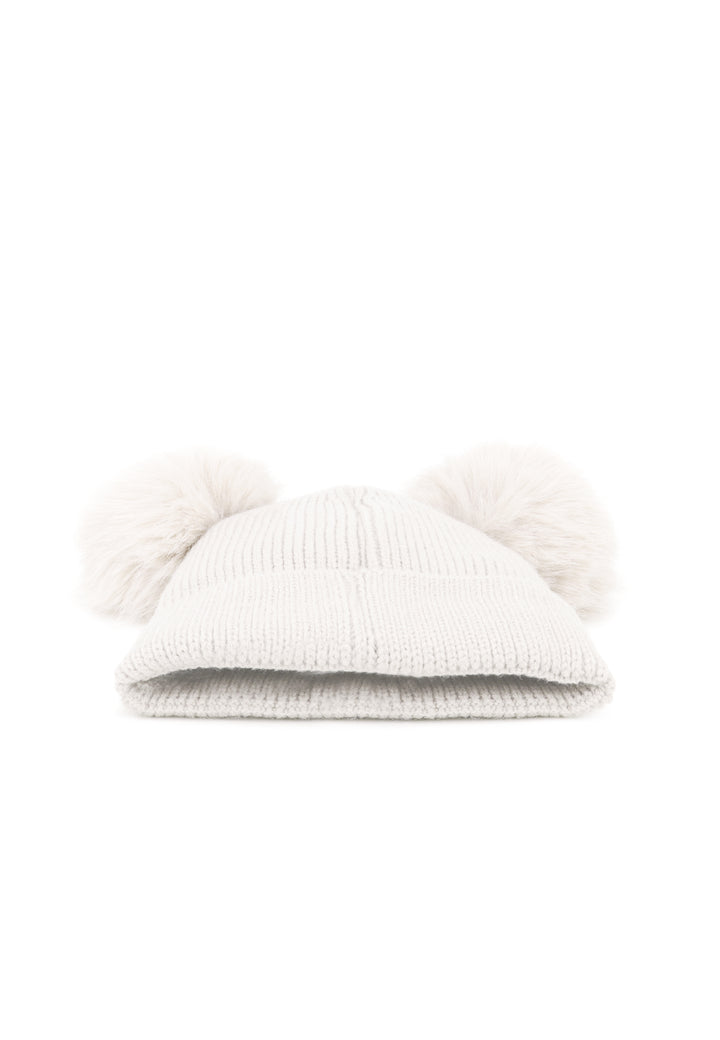 Cappello invernale donna con pon pon di colore bianco