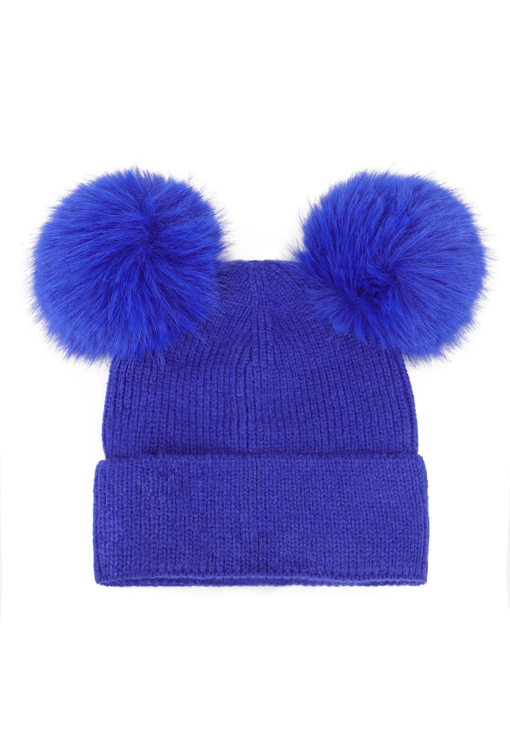 Cappello invernale donna con pon pon di colore blu