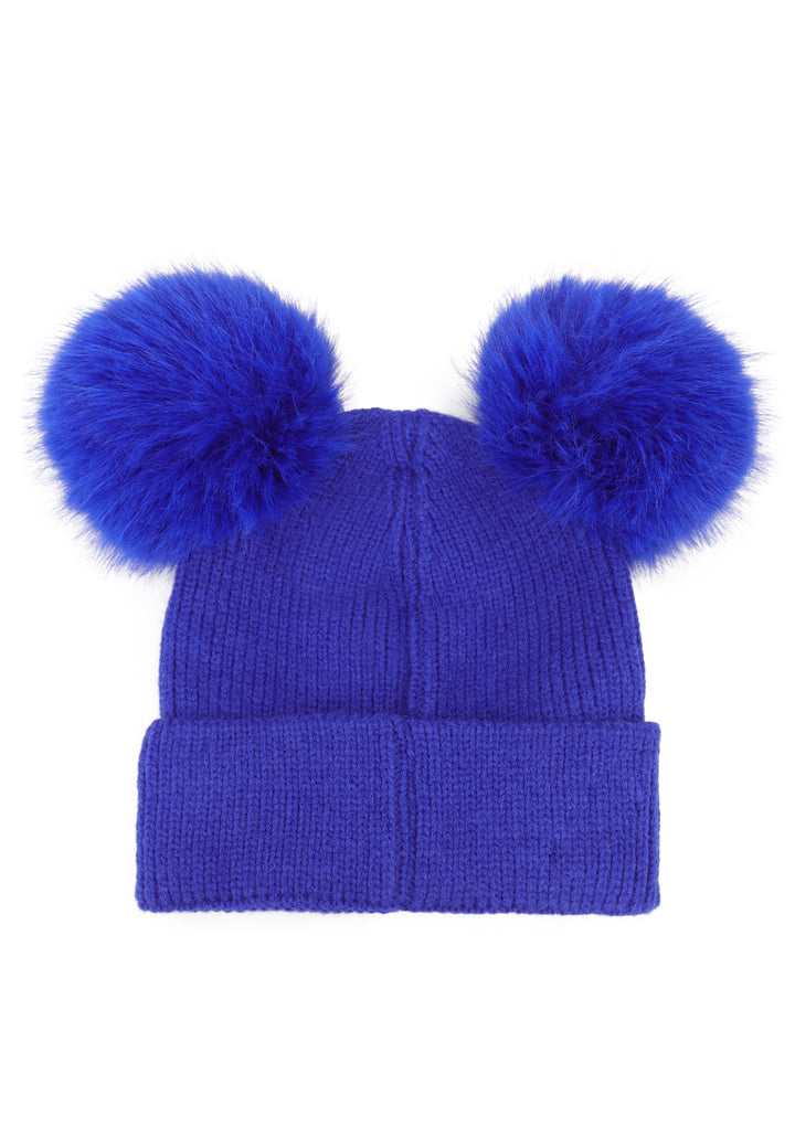 Cappello invernale donna con pon pon di colore blu