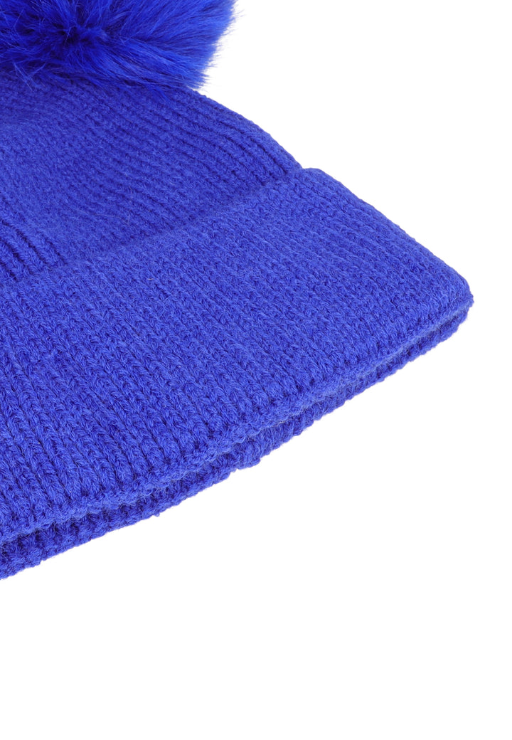 Cappello invernale donna con pon pon di colore blu