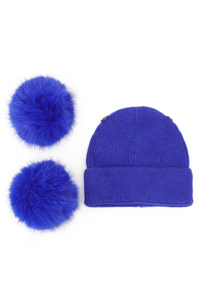 Cappello invernale donna con pon pon di colore blu