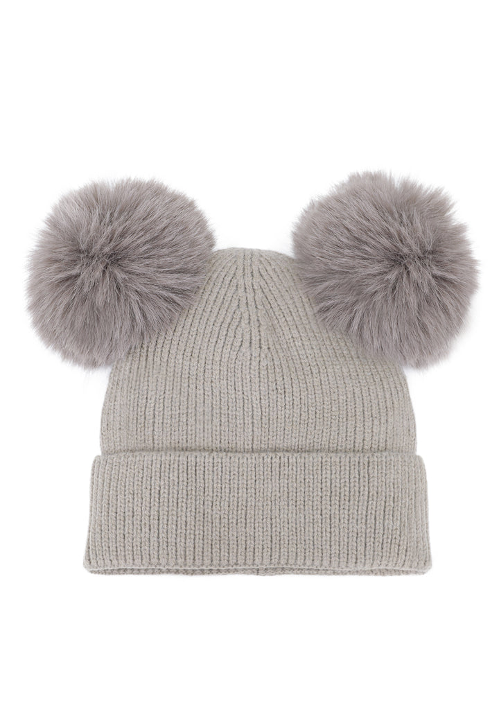 Cappello invernale donna con pon pon di colore grigio