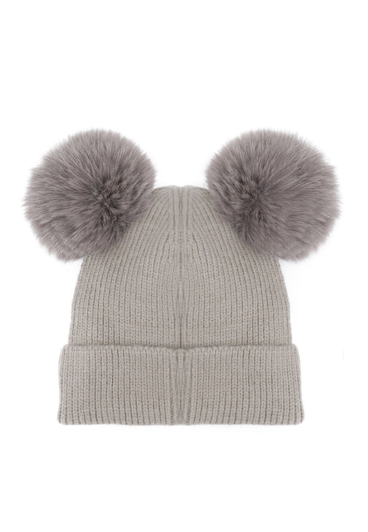 Cappello invernale donna con pon pon di colore grigio