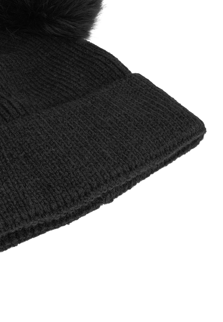 Cappello invernale donna con pon pon di colore nero