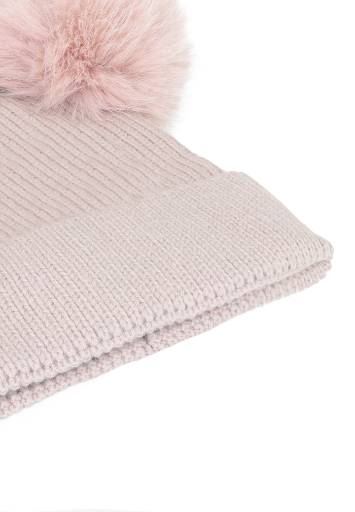 Cappello invernale donna con pon pon di colore rosa