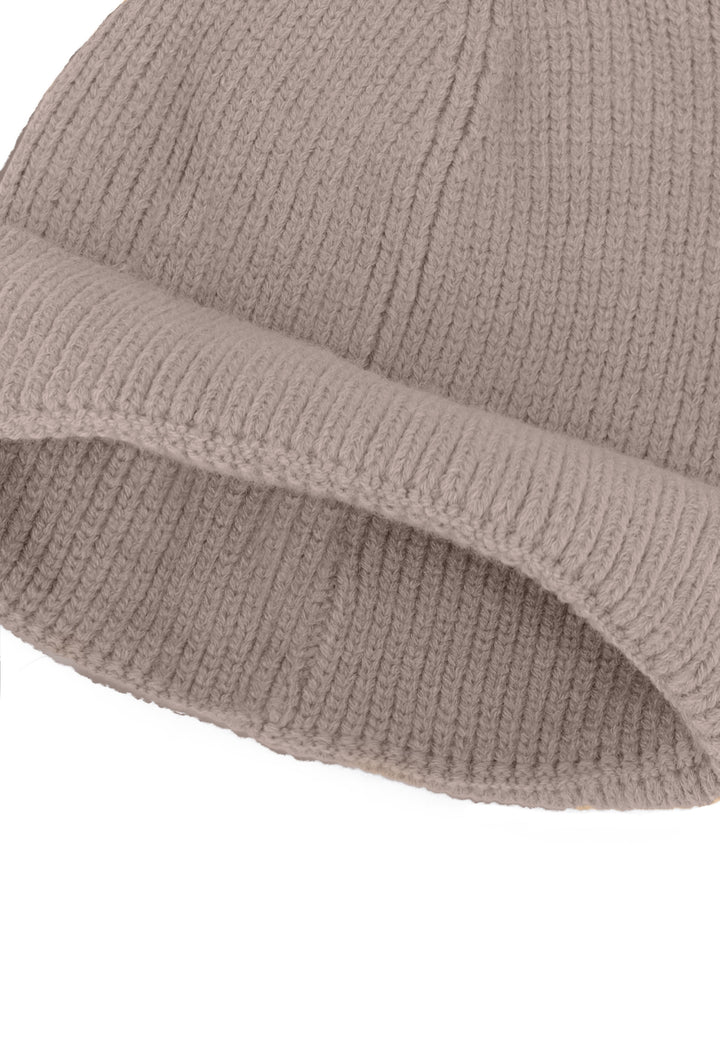 Cappello invernale donna con pon pon di colore taupe