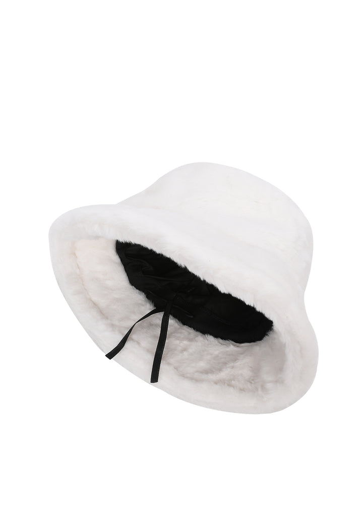 Cappello da pescatore da donna con pelo colore bianco