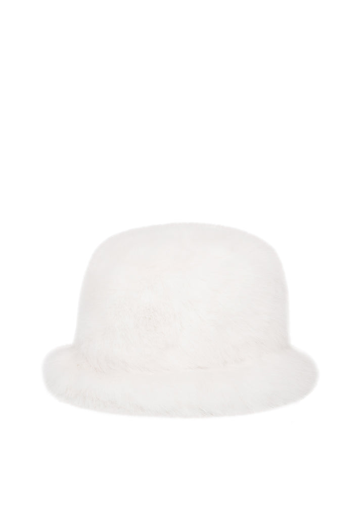 Cappello da pescatore con ecopelliccia colore bianco