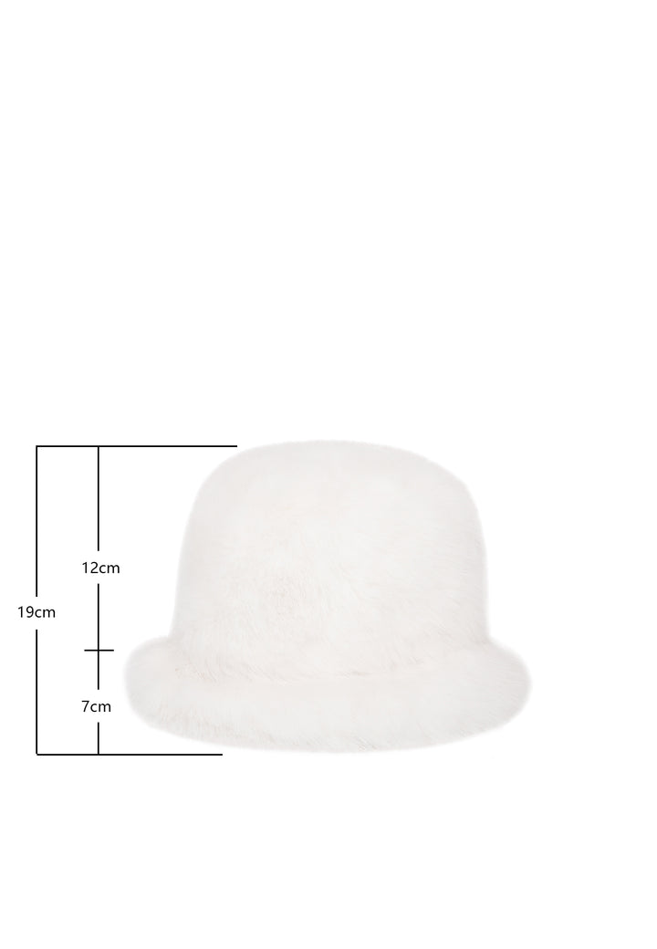 Cappello da pescatore con ecopelliccia colore bianco